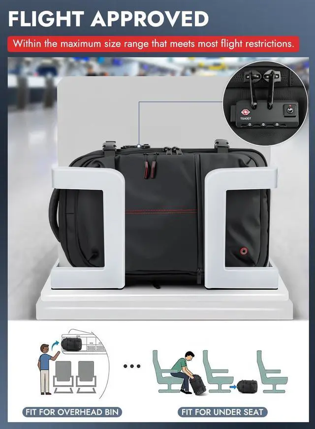 Alt view image 5 of 5 - besharppin Travel Vacuum Backpack with Pump, TSA Friendly Vacuum Sealed Backpack, 21''x13''x 6'' Compression Suitcase for Flight, Travel Luggage Business Storage(Black)