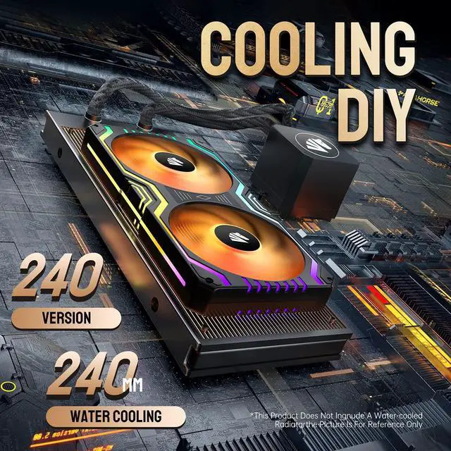 Alt view image 3 of 5 - ASIAHORSE Matrix-Black 48 Addressable RGB LEDs 240MM All-in-One Square Frame Integrated Fan with MB Sync/Analog Controller, Integrated PWM Control Fan for Computer Case and Liquid Cooling System