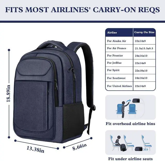 Alt view image 2 of 5 - JARWAM Extra Large Laptop Backpack, 17 Inch Travel Travel Backpack, Big Sturdy TSA-Friendly College School Computer Bag, Gifts for Men & Women Him Men Women, Blue