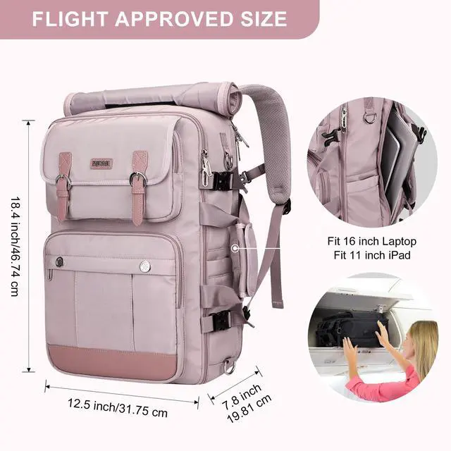 Alt view image 2 of 5 - PIJUSHI Travel Backpack for Women Carry on Luggage Backpack Convertible Large Laptop Duffel Bag for Airplanes(PE049 Ashen Purple)