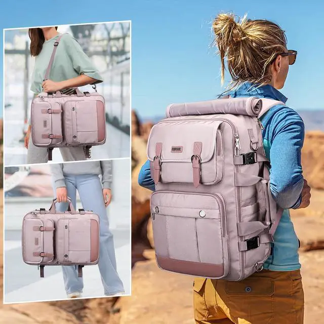 Alt view image 3 of 5 - PIJUSHI Travel Backpack for Women Carry on Luggage Backpack Convertible Large Laptop Duffel Bag for Airplanes(PE049 Ashen Purple)