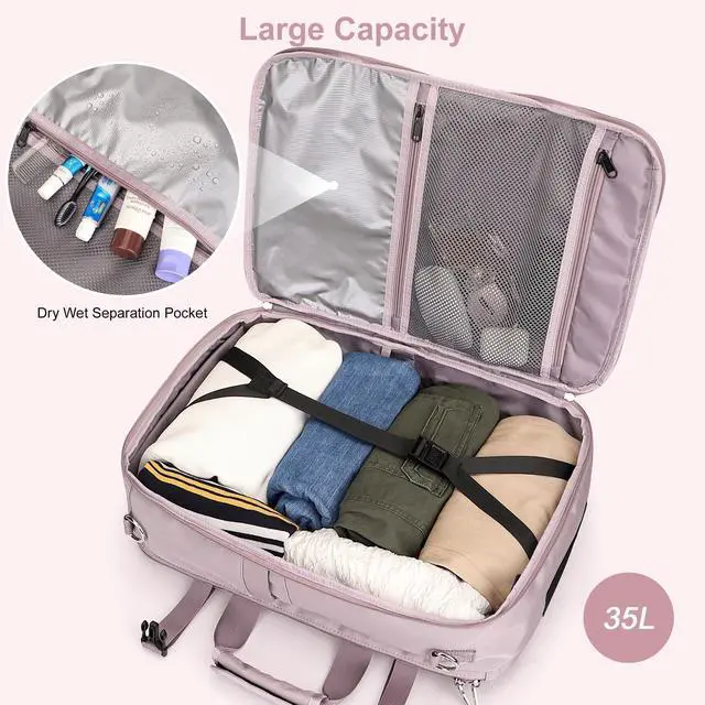 Alt view image 5 of 5 - PIJUSHI Travel Backpack for Women Carry on Luggage Backpack Convertible Large Laptop Duffel Bag for Airplanes(PE049 Ashen Purple)