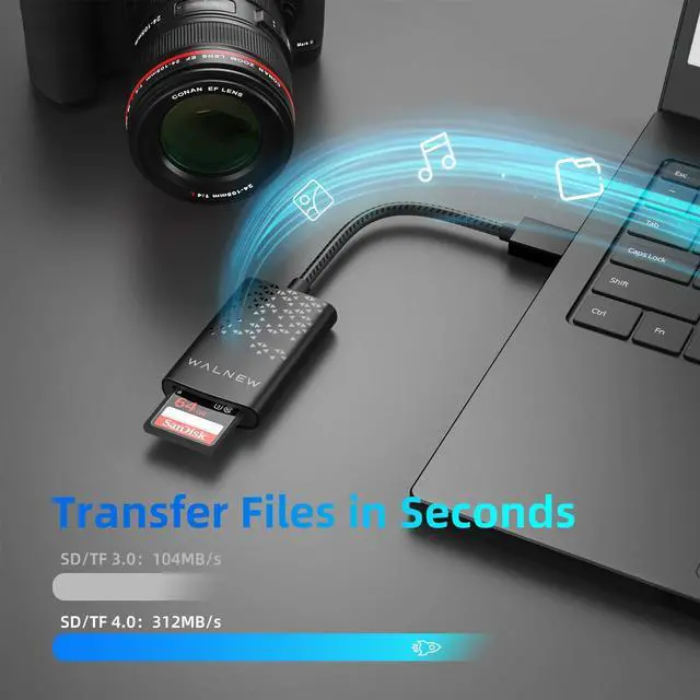 Alt view image 2 of 5 - SD Card Reader with UHS-II, WALNEW SD 4.0 USB 3.0 Memory Card Reader for Mac OS, Windows, Android on PC, Laptop, and Camera, SD Card Adapter Supports SD/Micro SD/SDXC/SDHC/RS-MMC/UHS-I/UHS-II Cards