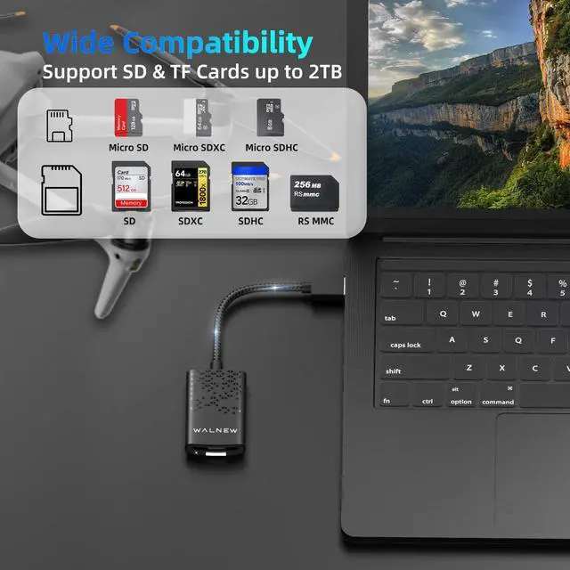 Alt view image 4 of 5 - SD Card Reader with UHS-II, WALNEW SD 4.0 USB 3.0 Memory Card Reader for Mac OS, Windows, Android on PC, Laptop, and Camera, SD Card Adapter Supports SD/Micro SD/SDXC/SDHC/RS-MMC/UHS-I/UHS-II Cards