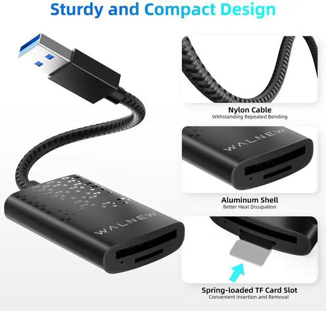 Alt view image 5 of 5 - SD Card Reader with UHS-II, WALNEW SD 4.0 USB 3.0 Memory Card Reader for Mac OS, Windows, Android on PC, Laptop, and Camera, SD Card Adapter Supports SD/Micro SD/SDXC/SDHC/RS-MMC/UHS-I/UHS-II Cards