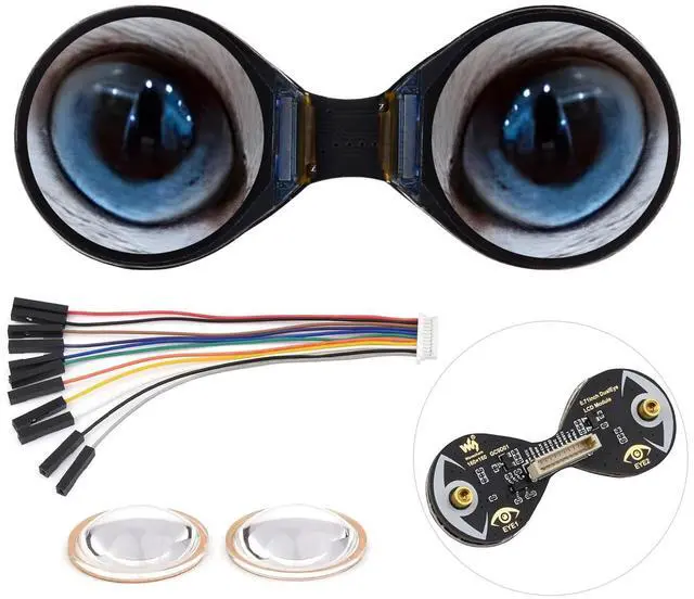 Main image of Waveshare 0.71inch Double Eye Round LCD Display Module, Compatible with Controller ESP32 Boards, 160×160 Resolution, SPI Interface, 65K Colors, IPS Panel, Embedded GC9D01 Driver