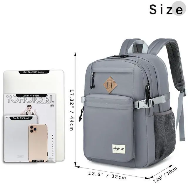 Alt view image 2 of 5 - abshoo 29L Backpack for School College Bookbag Middle High School Backpacks Casual Daypack Travel Backpack (Grey)