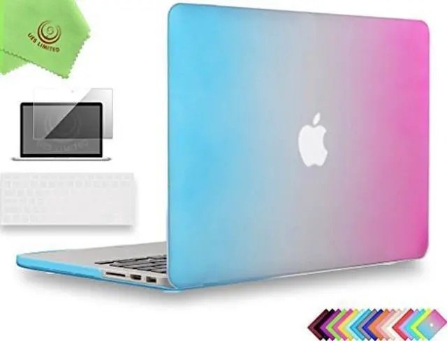 Main image of UESWILL 3 in 1 Matte Hard Case Compatible with MacBook Pro (Retina, 15 inch, Mid 2012/2013/2014/Mid 2015), Model A1398, NO CD-ROM, NO Touch Bar + Keyboard Cover and Screen Protector, Rainbow