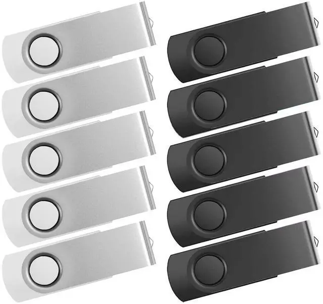 Main image of USB Flash Drive 16GB 10 Pack FEWINA USB 2.0 Flash Drives Bulk 16 GB Thumb Drive Swivel Memory Stick Jump Drive Pen Drive for Storage and BackupBlack and White,10PCS 16GB