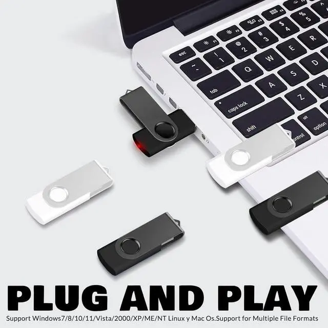 Alt view image 2 of 5 - USB Flash Drive 16GB 10 Pack FEWINA USB 2.0 Flash Drives Bulk 16 GB Thumb Drive Swivel Memory Stick Jump Drive Pen Drive for Storage and BackupBlack and White,10PCS 16GB