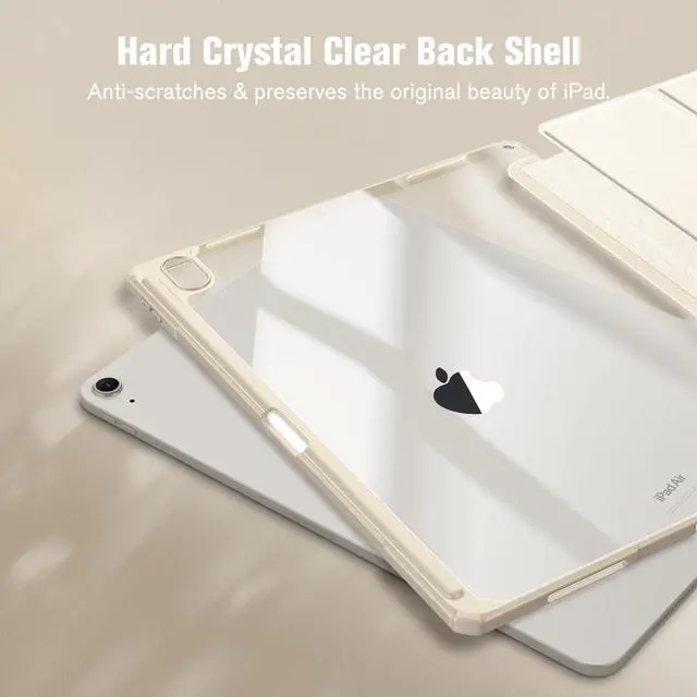 Alt view image 3 of 5 - Fintie Bundle: Fintie Hybrid Slim Case for iPad Air 13-inch (M2) 2024, [Built-in Pencil Holder] Shockproof Cover Clear Transparent Back Shell + [2-Pack] Tempered Glass Screen Protector