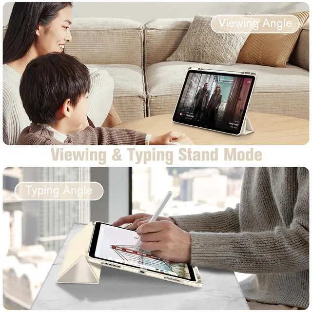 Alt view image 4 of 5 - Fintie Bundle: Fintie Hybrid Slim Case for iPad Air 13-inch (M2) 2024, [Built-in Pencil Holder] Shockproof Cover Clear Transparent Back Shell + [2-Pack] Tempered Glass Screen Protector