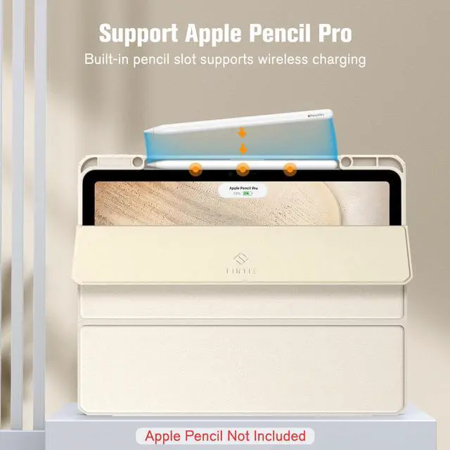 Alt view image 5 of 5 - Fintie Bundle: Fintie Hybrid Slim Case for iPad Air 13-inch (M2) 2024, [Built-in Pencil Holder] Shockproof Cover Clear Transparent Back Shell + [2-Pack] Tempered Glass Screen Protector