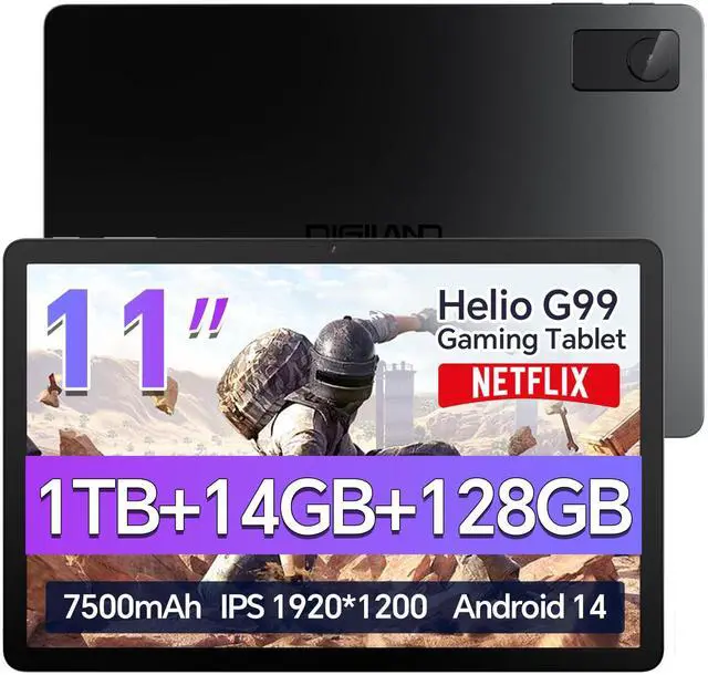 Main image of 2025 Android 14 Tablet 11 inch Gaming Tablets MediaTek Helio G99 Octa-Core FHD 1920 * 1200 Display Android Tablet 14GB RAM+128GB Storage,Widevine L1 Support,WiFi 6,7500mAh(6+128GB)