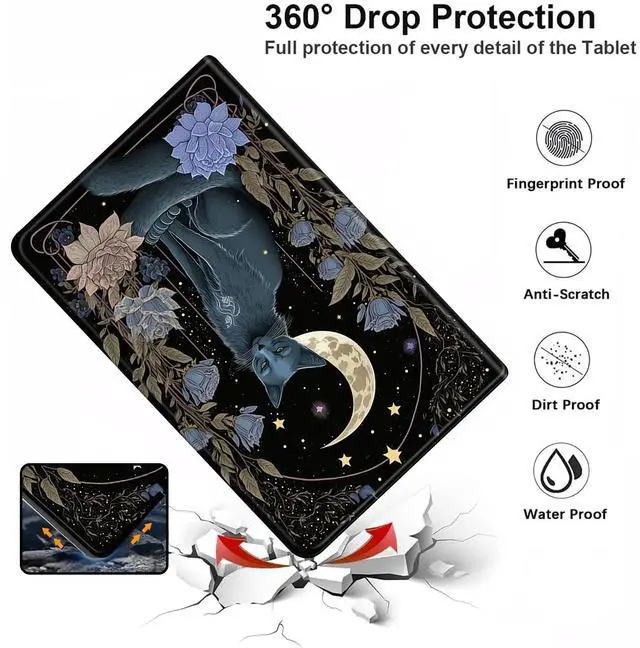 Alt view image 2 of 5 - Case for All-New Amazon Kindle Fire HD 10 & 10 Plus Tablet (13th/11th Generation, 2023/2021 Release) 10.1",PU Leather Slim Standing Smart Cover Case with Auto Sleep/Wake,Witchy Cat Moon