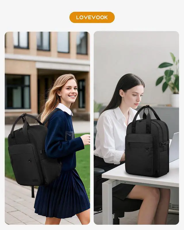 Alt view image 2 of 5 - LOVEVOOK Laptop Backpack for Women, 15.6 Inch Computer Backpack Purse, Casual Daypack Carry-On Personal Item Travel Bag, College Bookbook for Teen Girls Students Back to School