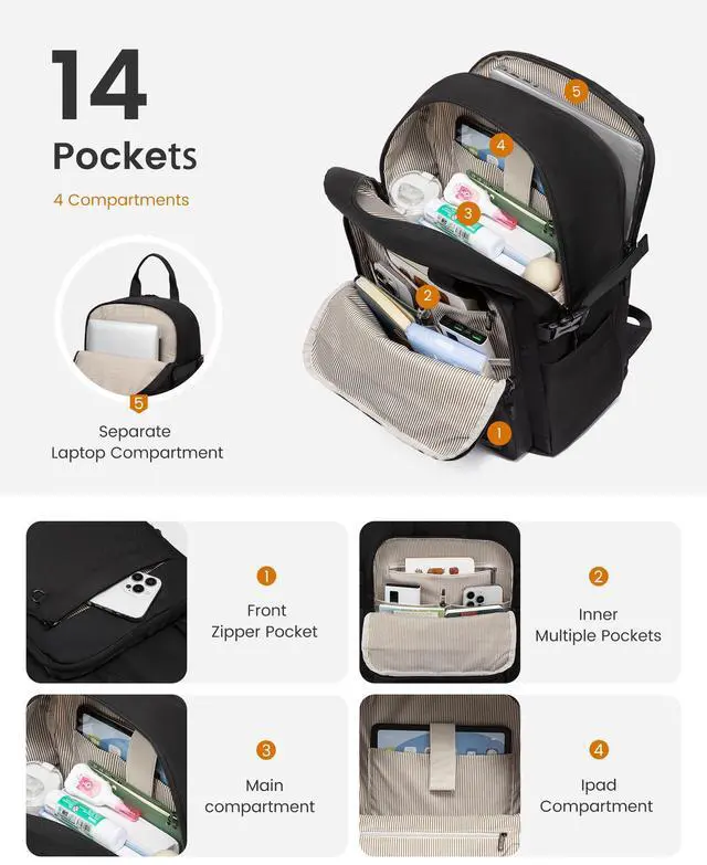 Alt view image 3 of 5 - LOVEVOOK Laptop Backpack for Women, 15.6 Inch Computer Backpack Purse, Casual Daypack Carry-On Personal Item Travel Bag, College Bookbook for Teen Girls Students Back to School