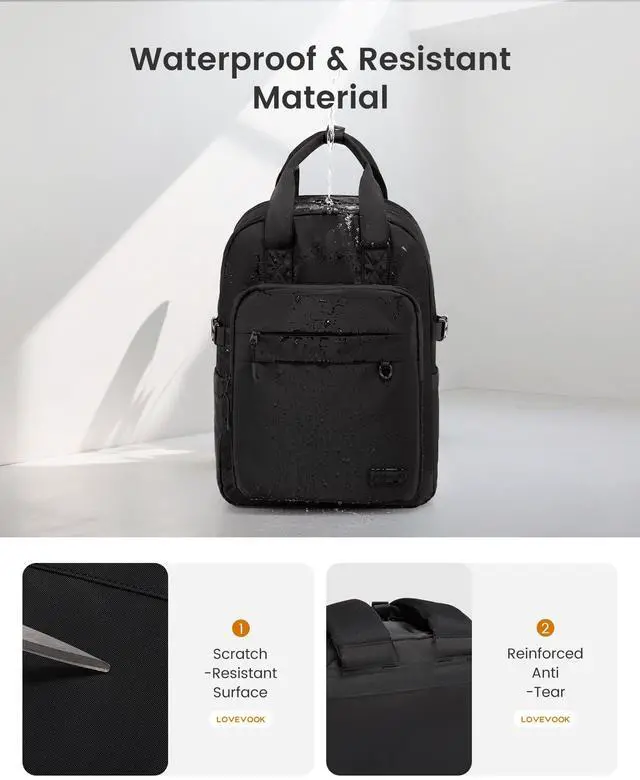 Alt view image 5 of 5 - LOVEVOOK Laptop Backpack for Women, 15.6 Inch Computer Backpack Purse, Casual Daypack Carry-On Personal Item Travel Bag, College Bookbook for Teen Girls Students Back to School