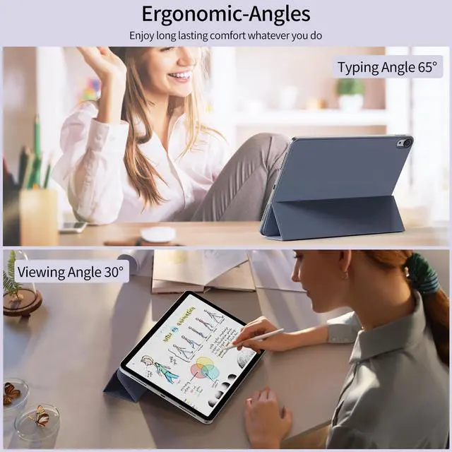 Alt view image 4 of 5 - KTGGHG Strong Magnetic Case for iPad Air 11-Inch M3/M2 2025/2024, iPad Air 10.9-Inch 5th/4th Generation 2022/2020, Slim Folio Smart Cover with Hard Back Shell, Lightweight&Auto Wake/Sleep, Purple