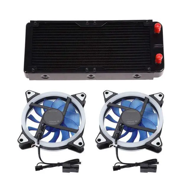 Alt view image 4 of 5 - DIY 240mm Cooler CPU/GPU Block Pump Reservoir LED Fan Heat Sink Compputer Water Cooling Kit