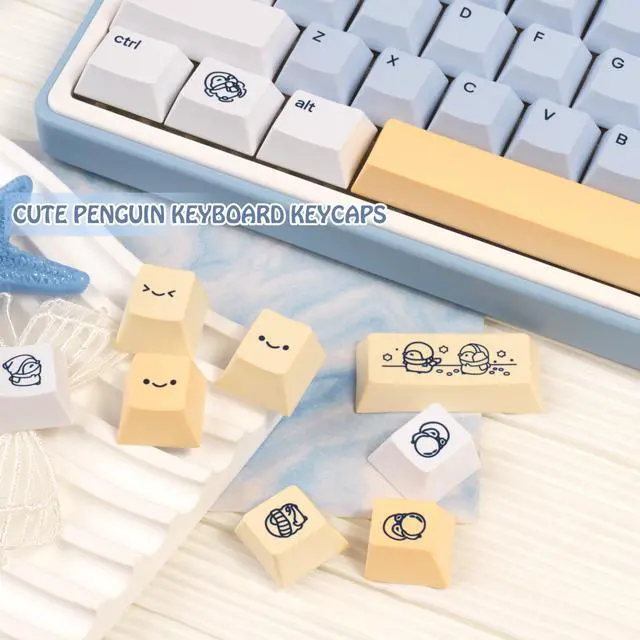 Alt view image 5 of 5 - JOLINTAL Cute PBT Keycaps 130 Keys, Minimalist Style Blue and Yellow Penguin Keycaps, Cherry Profile Dye-Sublimation Custom Key Caps for Cherry MX Switches Mechanical Gaming Keyboard