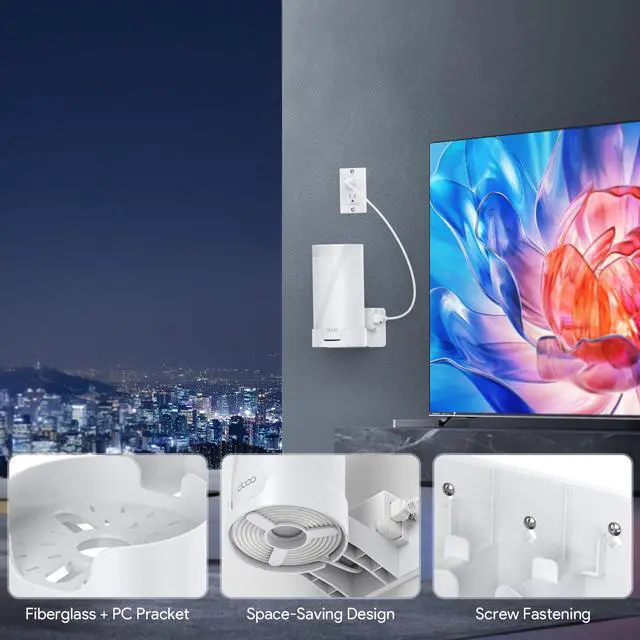 Alt view image 3 of 5 - Wall Mount for TP-Link Deco BE65-5G/BE75/BE85/BE95/BE10000/BE22000/BE33000 Mesh WiFi 7, Upgraded ABS Bracket Holder with Cable & Power Adapter Storage, Easy Installation (White-3)