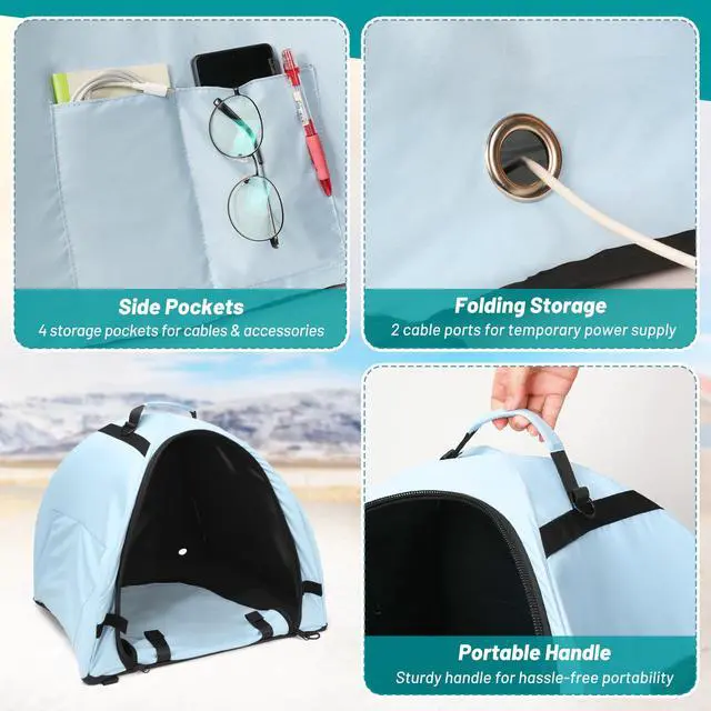 Alt view image 5 of 5 - Funria Portable Laptop Sun Shade Foldable Laptop Tent for Working Outside Computer Privacy Hood Heat & UV Reflective Waterproof Fabric Laptop Shade Fits for Universal Computer 16inch Notebook MacBook