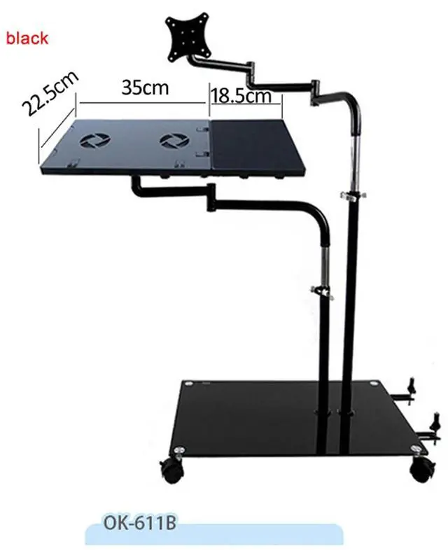Alt view image 2 of 5 - NBGYSH OK610 OK611 - Bedside Moving Laptop Stand Adjustable Sofa Computer Monitor Holder Mount +Keyboard Holder Rotating Laptop Table Lapdesks (OK610B)
