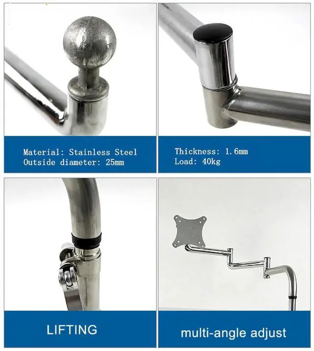 Alt view image 5 of 5 - NBGYSH OK610 OK611 - Bedside Moving Laptop Stand Adjustable Sofa Computer Monitor Holder Mount +Keyboard Holder Rotating Laptop Table Lapdesks (OK610B)