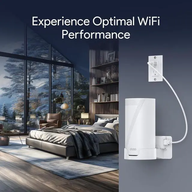 Alt view image 5 of 5 - Wall Mount for TP-Link Deco BE65-5G/BE75/BE85/BE95/BE10000/BE22000/BE33000 Mesh WiFi 7, Upgraded ABS Bracket Holder with Cable & Power Adapter Storage, Easy Installation (White-3)