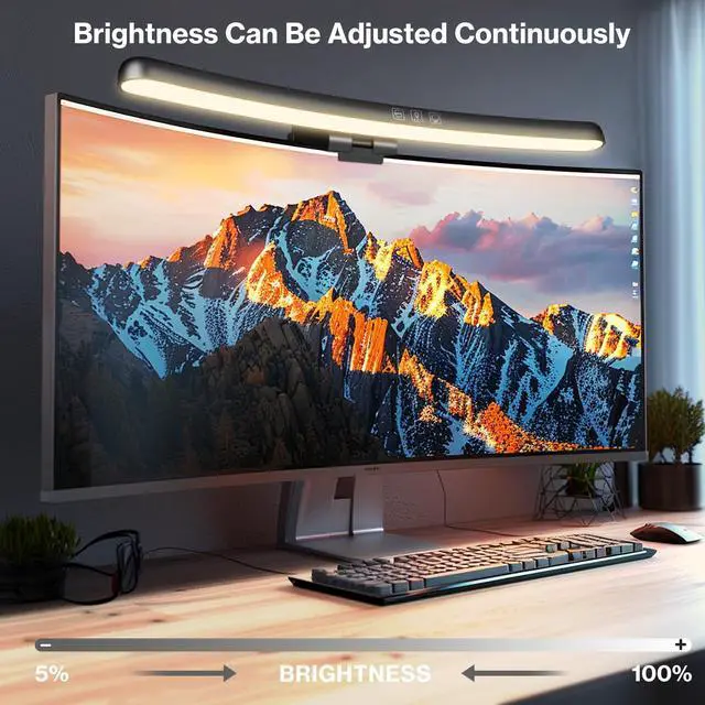 Alt view image 4 of 5 - Laliled Monitor Light Bar, Curved Computer Monitor Lamp for Eye Caring LED Dimmable Screen Light Bar, 3 Color Temperature Mode Light, Touch Control USB Powered Monitor Lamp for Desk/Office/Home/Game
