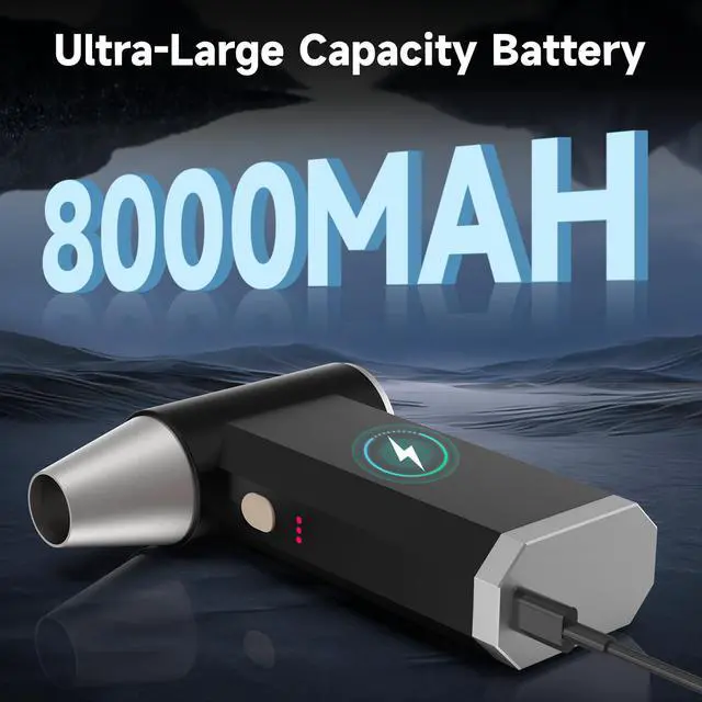 Alt view image 4 of 5 - 2 in 1 Electric Air Duster and Vacuum,130,000 RPM Powerful Cordless Compressed Air Duster,4 Gear Adjustable Handheld Air Blower,Rechargeable Car Vacuum for Computer,Keyboard,Electronic,Home,Outdoor