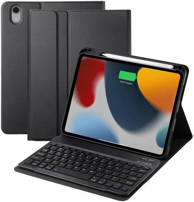 Main image of Keyboard Case for iPad A16 2025 11th Generation/ iPad 10th Gen 10.9'' 2022 Case with Keyboard, Smart Folio Cover with Pencil Holder, Slim Rechargeable Magnetic Bluetooth keyboard Detachable (Black)