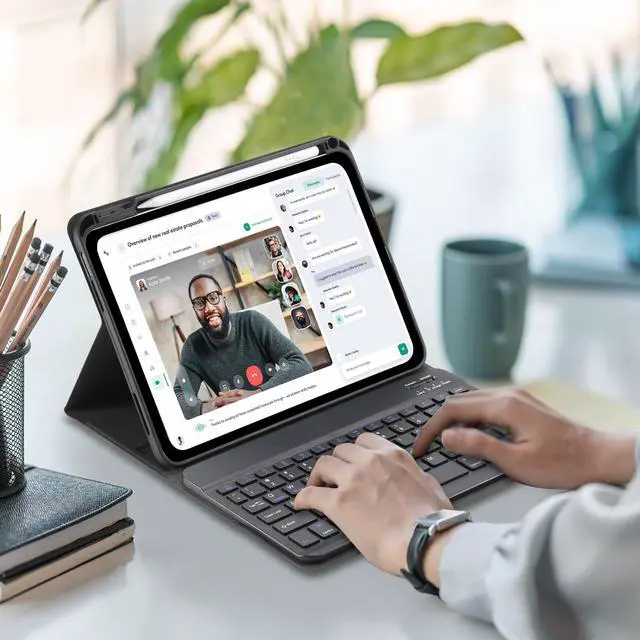 Alt view image 3 of 5 - Keyboard Case for iPad A16 2025 11th Generation/ iPad 10th Gen 10.9'' 2022 Case with Keyboard, Smart Folio Cover with Pencil Holder, Slim Rechargeable Magnetic Bluetooth keyboard Detachable (Black)