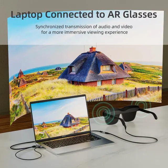 Alt view image 2 of 5 - NEXHYPE HDMI to USB-C Female Port Adapter Cable 4K@60Hz, Unidirectional HDMI to Type-C for Portable Monitors, Laptops, Projectors, Xreal Air/Rokid AR Glasses