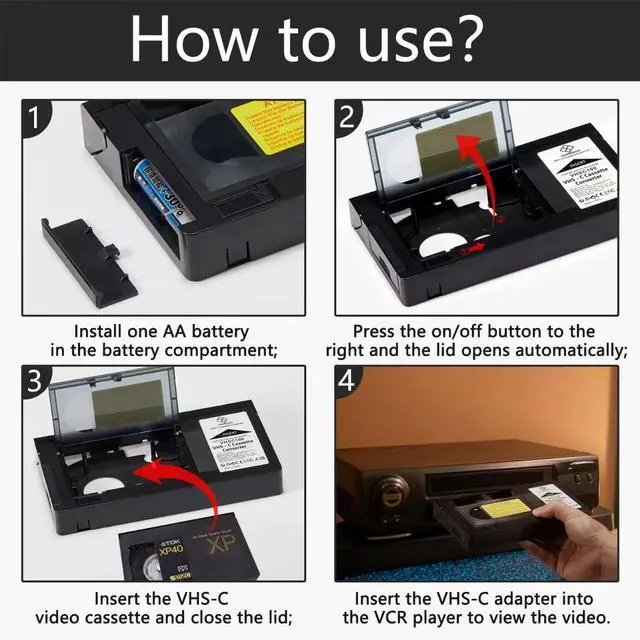 Alt view image 3 of 5 - OAWMWAOA VHS C Cassette Adapter for Camcorders SVHS VHS-C to VHS, Compatible 12mm Tapes, Motorized VHS Cassette Converter (Not Compatible with 8mm / MiniDV / Hi8)