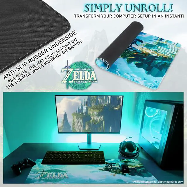 Alt view image 4 of 5 - Zelda Gaming Desk Pad, Non-Slip Mouse Mat 31.5 x 13.8 inches, PC Laptop Keyboard Protector Mat for Gamers