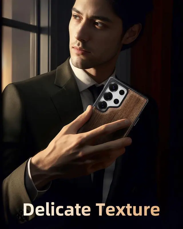 Alt view image 2 of 5 - XAOVUIR for Samsung Galaxy S25 Ultra Case Wood Magnetic, Slim Frameless for Samsung Galaxy S25 Ultra Case for Magsafe, Wooden Protective Phone Cover for Samsung S25Ultra for Men Women, Walnut Black