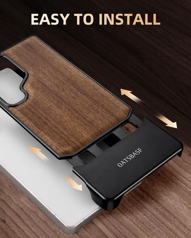 Alt view image 5 of 5 - XAOVUIR for Samsung Galaxy S25 Ultra Case Wood Magnetic, Slim Frameless for Samsung Galaxy S25 Ultra Case for Magsafe, Wooden Protective Phone Cover for Samsung S25Ultra for Men Women, Walnut Black