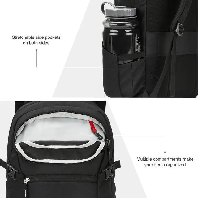 Alt view image 5 of 5 - EVER ADVANCED Work Backpack, Travel Laptop Backpack for Women Men with Luggage Sleeve, Fit 15.6Inch Laptop, Water Resistant Bookbag Carry on BagPack, Black