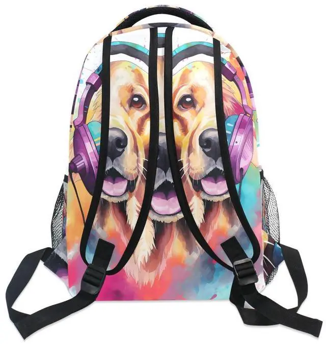 Alt view image 3 of 5 - Dog Golden Retriever High School Bag Backpack Bookbags Book Bags for Boys Travel College Work Casual Daypack Teens