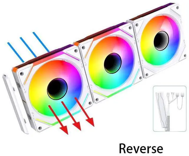 Alt view image 2 of 5 - Computer Case Fans Reverse 120mm ARGB - 5V 3Pin PWM Daisy Chain, Infinity Mirror Module for PC Cases & Liquid Cooling (White)