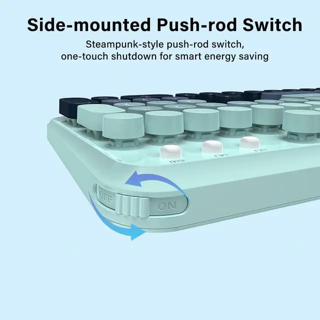 Alt view image 5 of 5 - XuanGui Wireless Keyboard and Mouse Combo with Round Keycaps,Retro Full-Sized Typewriter Keyboard,Tilt Legs &Sleep Mode,2.4GHz Cordless Connection for Mac/Windows/PC Computer(Colorful Blue)