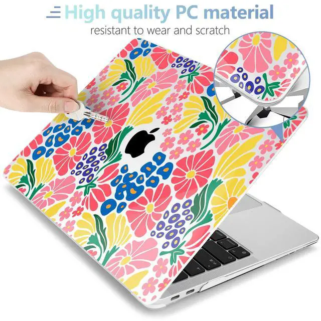 Alt view image 3 of 5 - MEEgoodo for MacBook Air 13 inch Case 2021 2020 2019 2018 Released A2337 M1 A2179 A1932 with Touch ID, Plastic Hard Shell & Keyboard Cover Compatible with MacBook Air Case 13.3, Groovy Flower