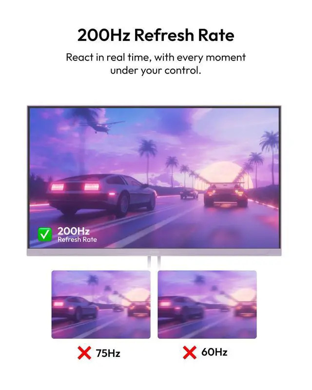 Alt view image 3 of 5 - Pixio PX248 Wave Purple 24 inch 200Hz Refresh Rate FHD 1080p Resolution Fast IPS Panel 1ms GTG Response Time Purple Gaming Monitor with Adaptive Sync