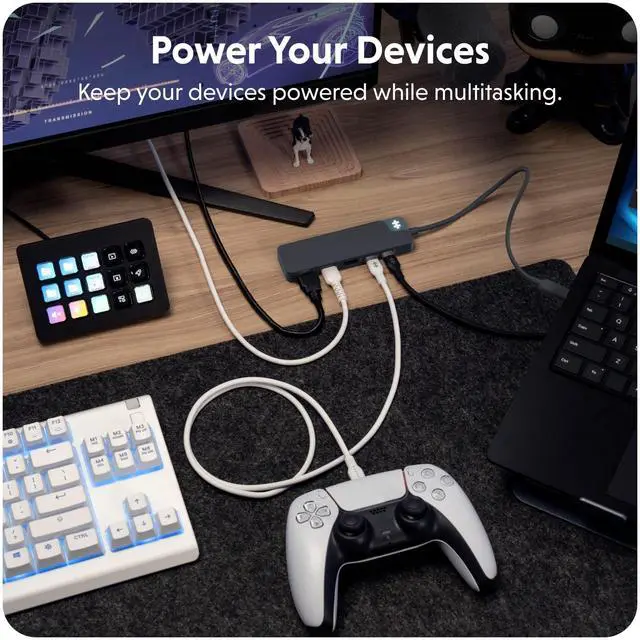 Alt view image 3 of 5 - HyperDrive Flex 5-Port USB C Hub Multiport Adapter for Crisp Visuals, Fast Transfers, Charging  HDMI 4K30Hz, 100W Power Delivery, 5Gbps, 2X USB-A  Windows, Chrome, Mac (Black)