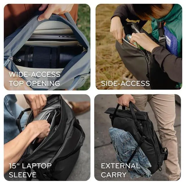 Alt view image 3 of 5 - Peak Design Everyday Totepack 20L, Ocean, Weatherproof Shell, Top and Side Access, FlexFold Dividers, Laptop Sleeve, Internal Pockets, Backpack or Hand Carry, Versatile Tote Bag for Women and Men
