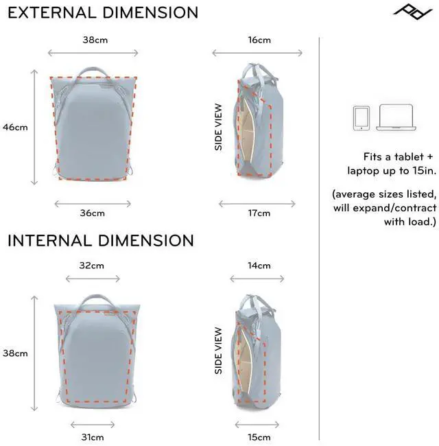 Alt view image 5 of 5 - Peak Design Everyday Totepack 20L, Ocean, Weatherproof Shell, Top and Side Access, FlexFold Dividers, Laptop Sleeve, Internal Pockets, Backpack or Hand Carry, Versatile Tote Bag for Women and Men