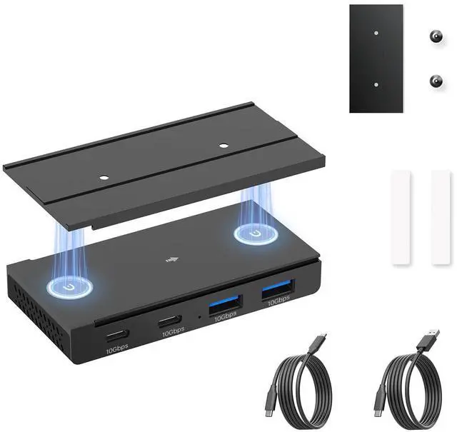 Main image of EJAY 10Gbps Magnetic USB-C Hub, 4-Port USB 3.2 Gen2 Data Transfer, Includes 2 Packs Sliding Rail, Screws and Sticky Pads for MacBook Laptop PC