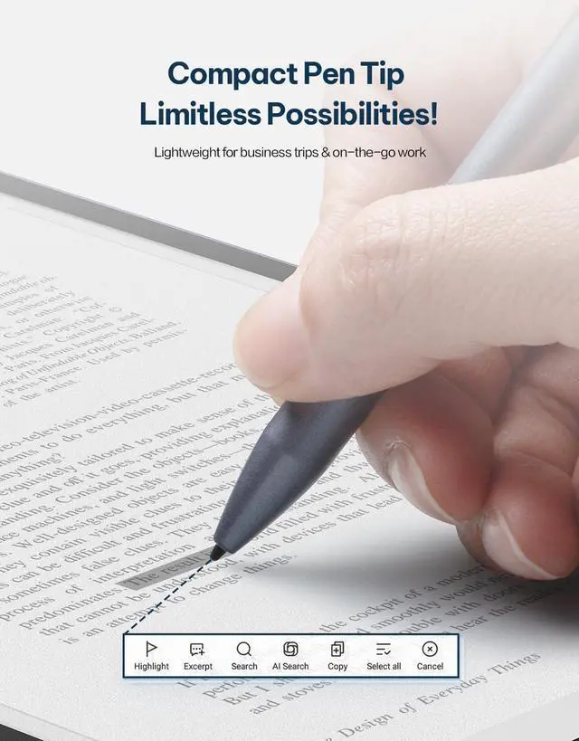 Alt view image 5 of 5 - AINOTE Air 2 Bundle, 8.2" AI E Ink Tablet, Smart Paper Note-Taking Tablet with Stylus & Adjustable Light, ChatGPT-Powered Multi-Language Transcription, Meeting Minutes Schedule Management